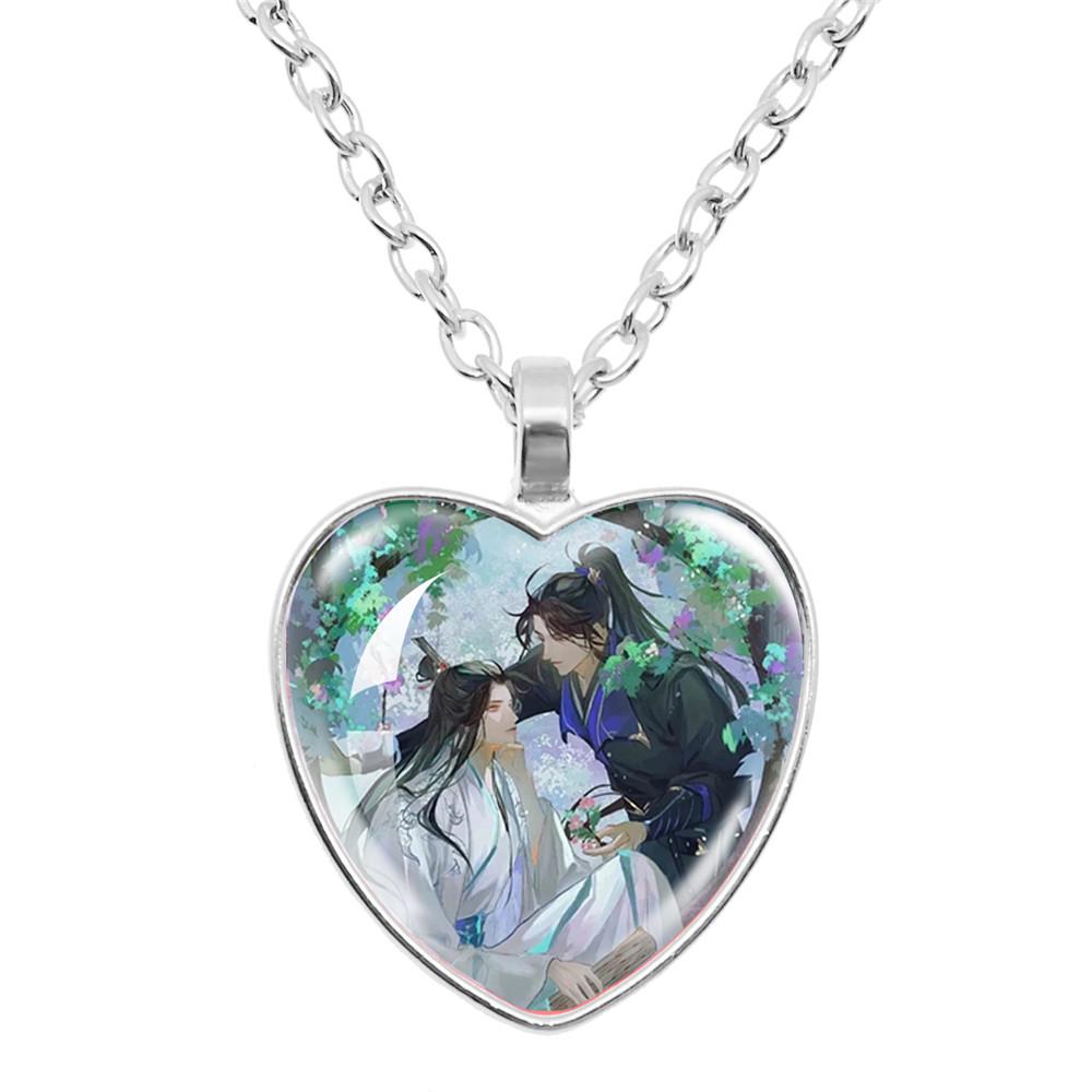 The Husky And His White Cat Shizun ErHa Mo Ran Chu WanNing Anime Cosplay Glass Cabochon Pendant Heart Necklace GiftsTo Friends