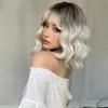 Blonde Short Wavy Cosplay Lolita Wigs with Bangs Light Platinum Bob Synthetic Hair Wigs for Women Heat Resistant