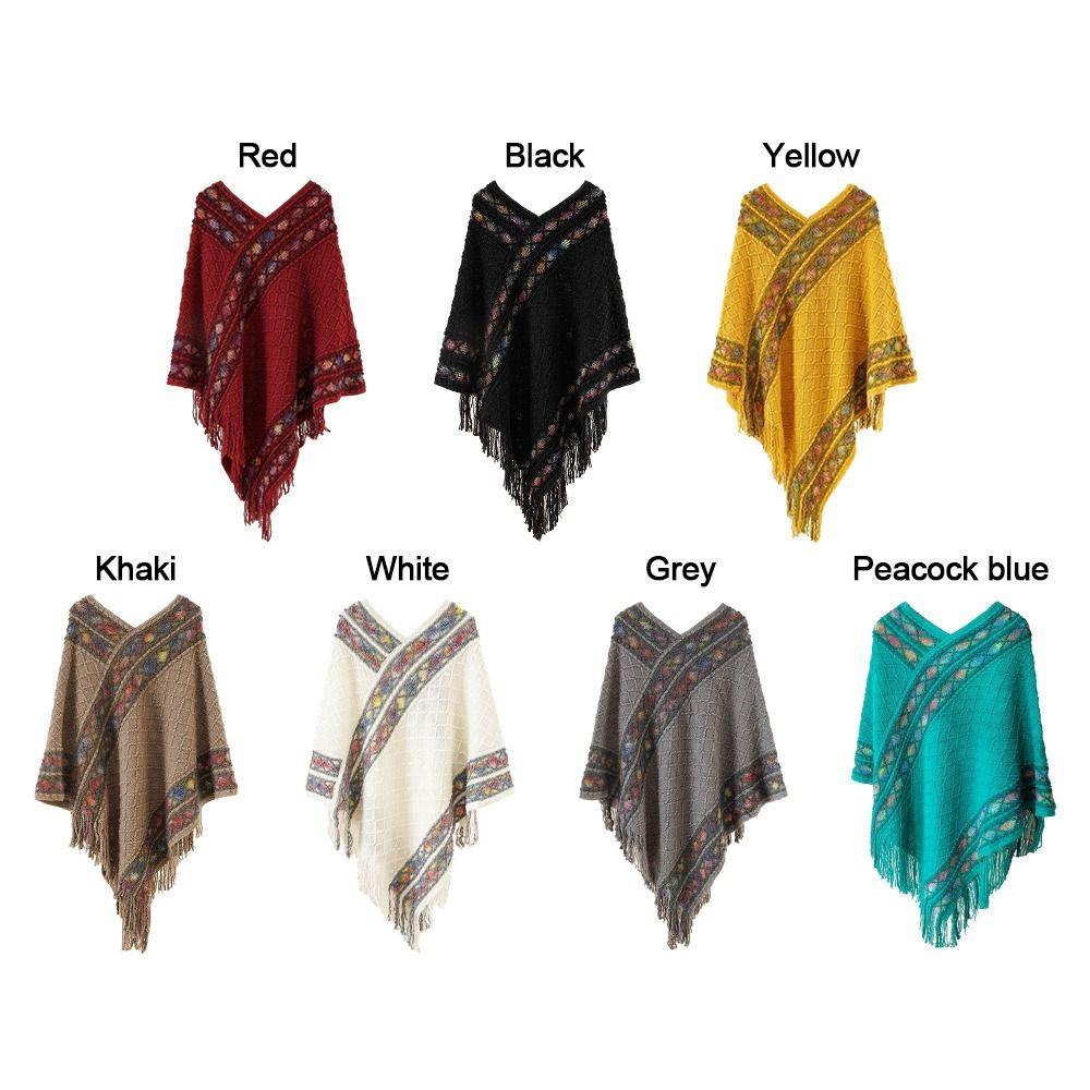 Winter Warm Rhombic Stripe Tassel Shawl Imitation Cashmere Knitting Wraps  Women Fashion