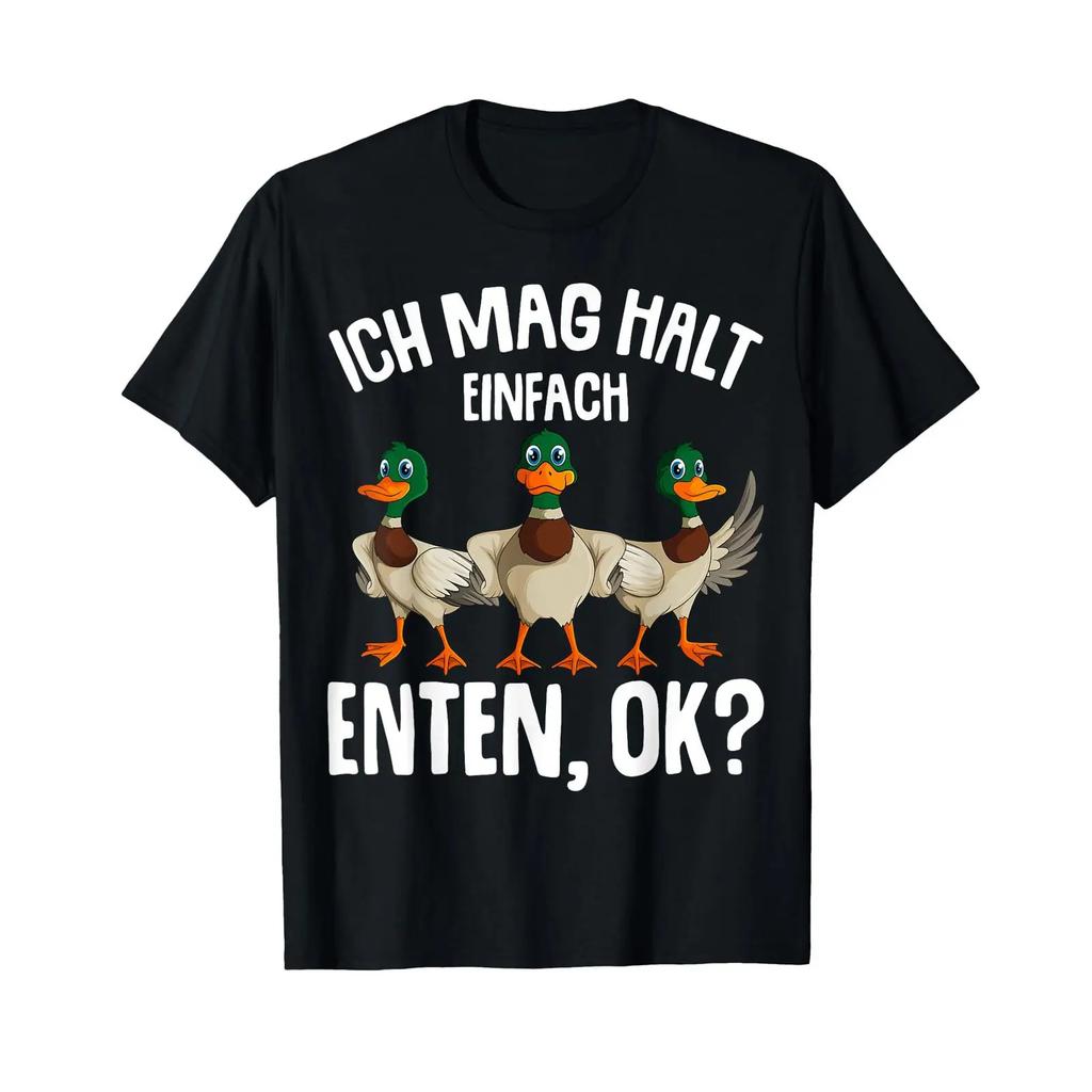 Ich Mag Halt Enten Girls Unisexs Duck T Shirt Black S Vintage Comfortable Unisex Breathable Streetwear Versatile