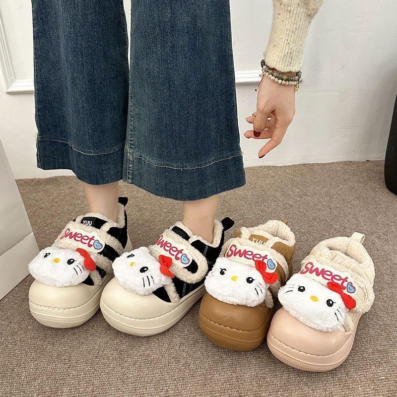 Cute cartoon kitten thick-soled cotton shoes for women, anti-skid bag head cotton shoes for women