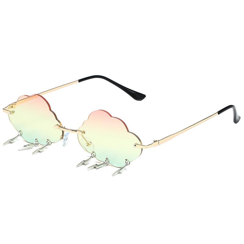 New Cloudd Fashion Sunglasses Female's Decorative Lightning Pendant Metal Sun Spectacles Female Outdoor Travel Eye Spectacles UV 400 Protection