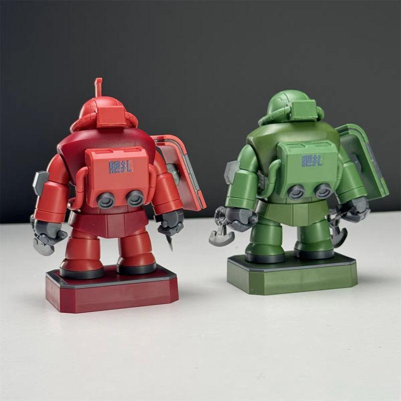 Anime Green/Red Fat Zaku Q Version Magnetic Assembly Action Figures Model Kit Collectible Mech Desktop Ornament Decor Toys Gifts