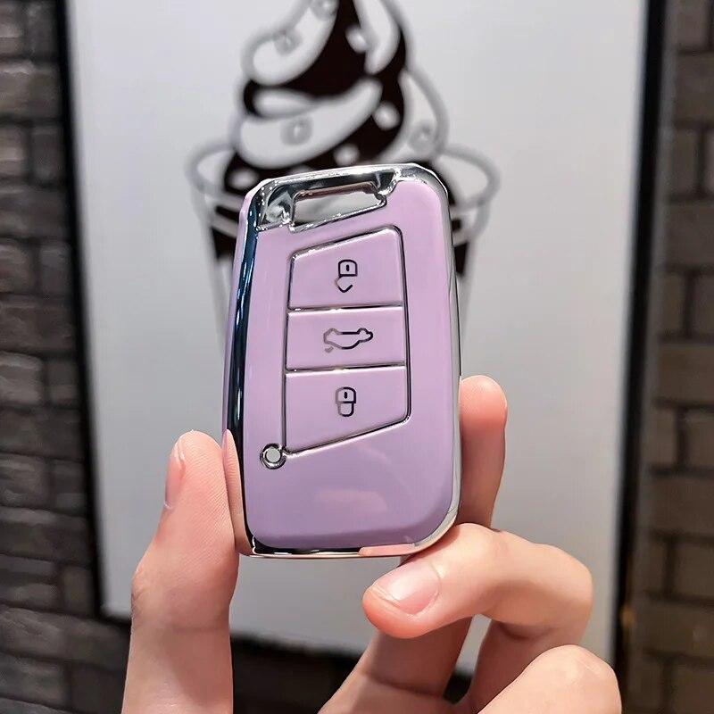 ახალი TPU Smart 3 ღილაკიანი მანქანის გასაღების ჩანთა VW Volkseagen Passat B8 Magotan-ისთვის Skoda Superb A7 Kodiaq Seat Shell Fob-ისთვის