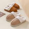 Bear Label Flanged Plush Thick-soled Cotton Slippers Autumn and Winter Couple Indoor Plush Thermal Cotton Slippers