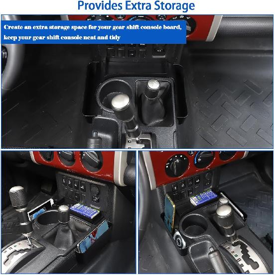 

Gear Shift Organizer Tray Fit for Toyota FJ Cruiser 2007-2021, Center Console Shifter Storage Box, ABS Storage Tray, Create Extra Storage Space for