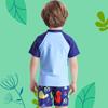 Boys' Dinosaur Print Three-Piece Swimsuit Set (2025) - Short Sleeve