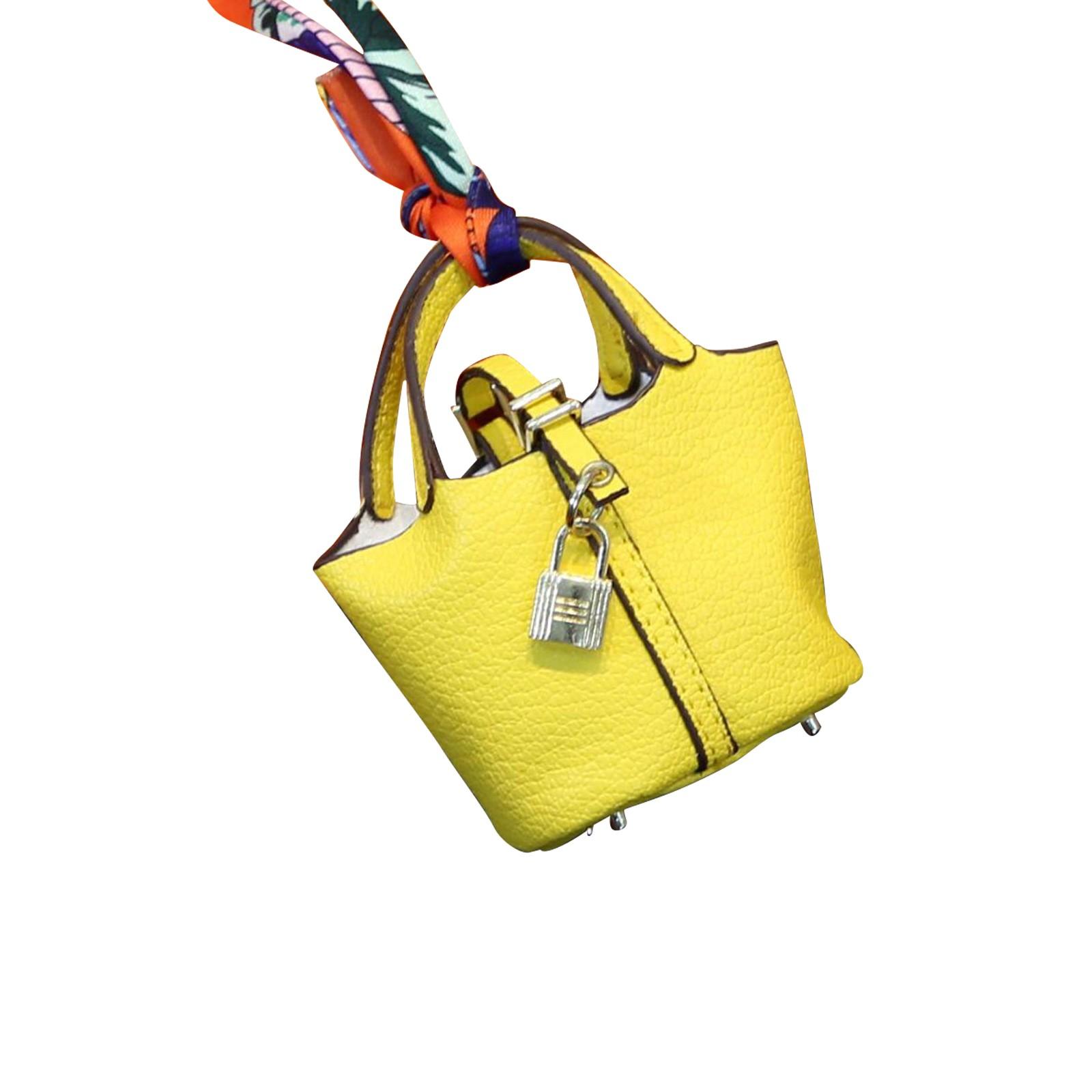 

Милая подвеска в виде сумки-корзины, высококачественная кожаная подвеска-брелок для автомобиля, милая креативная подвеска One Size жёлтый