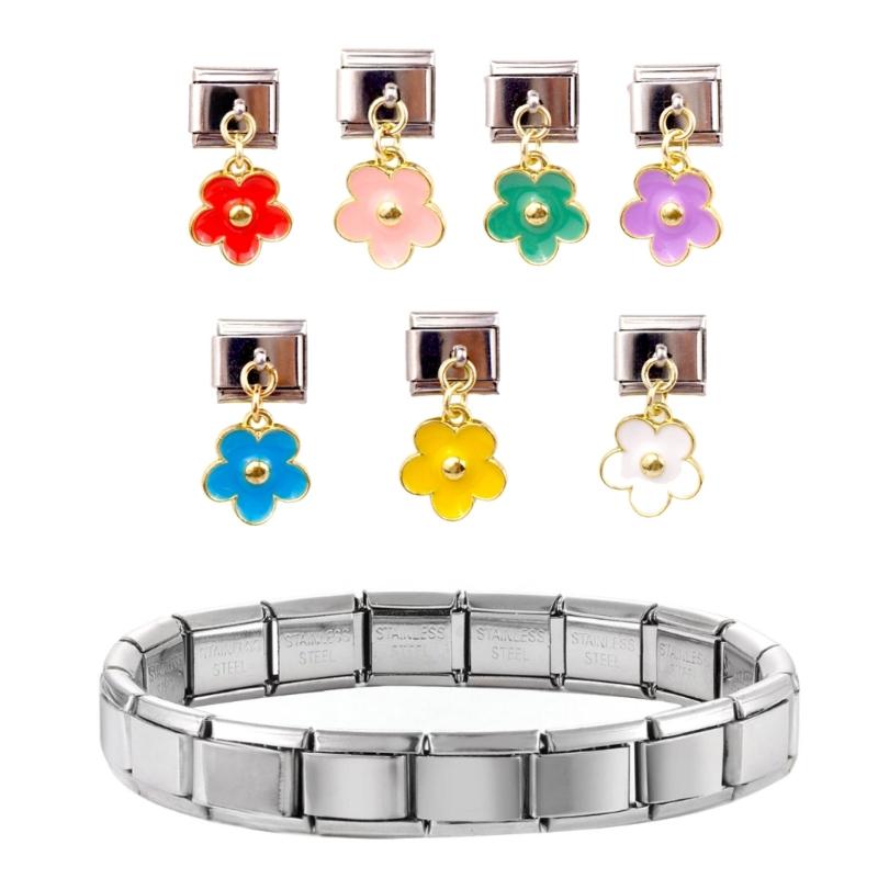 Pack of 7 Multifuntional Bracelet Band Link Tool Stainless Steel Flower Modular Connection Bracelet Charm for Jewelry