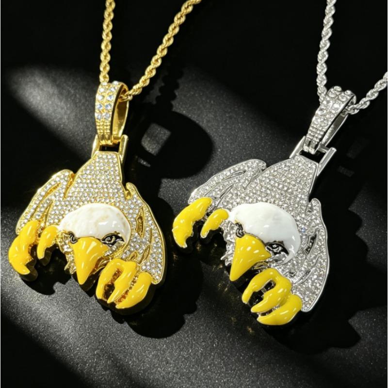 European and American Hip-hop Style Enamel 3D Eagle Pendant Alloy Personalized Trend Men's Animal Necklace Accessories