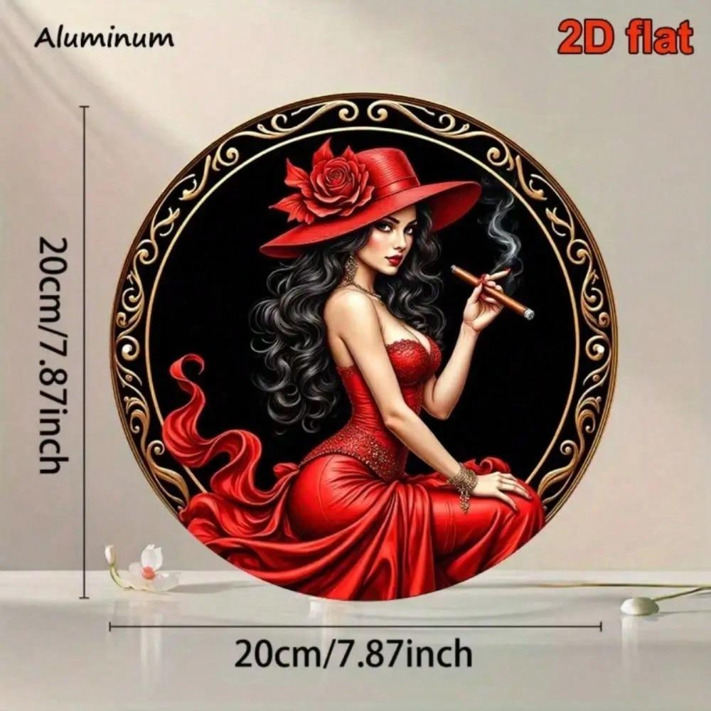 Retro Red Lady Vintage Metal Sign Wall Art Man Cave Bar Decor Rustproof Gift