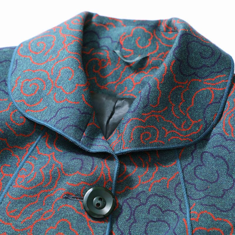 SIFONE Women's New Chinese Style Floral Wool Blend Jacket