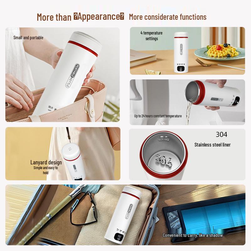 Compact Electric Travel Kettle with Digital Temperature Display for Hotels and Dorms