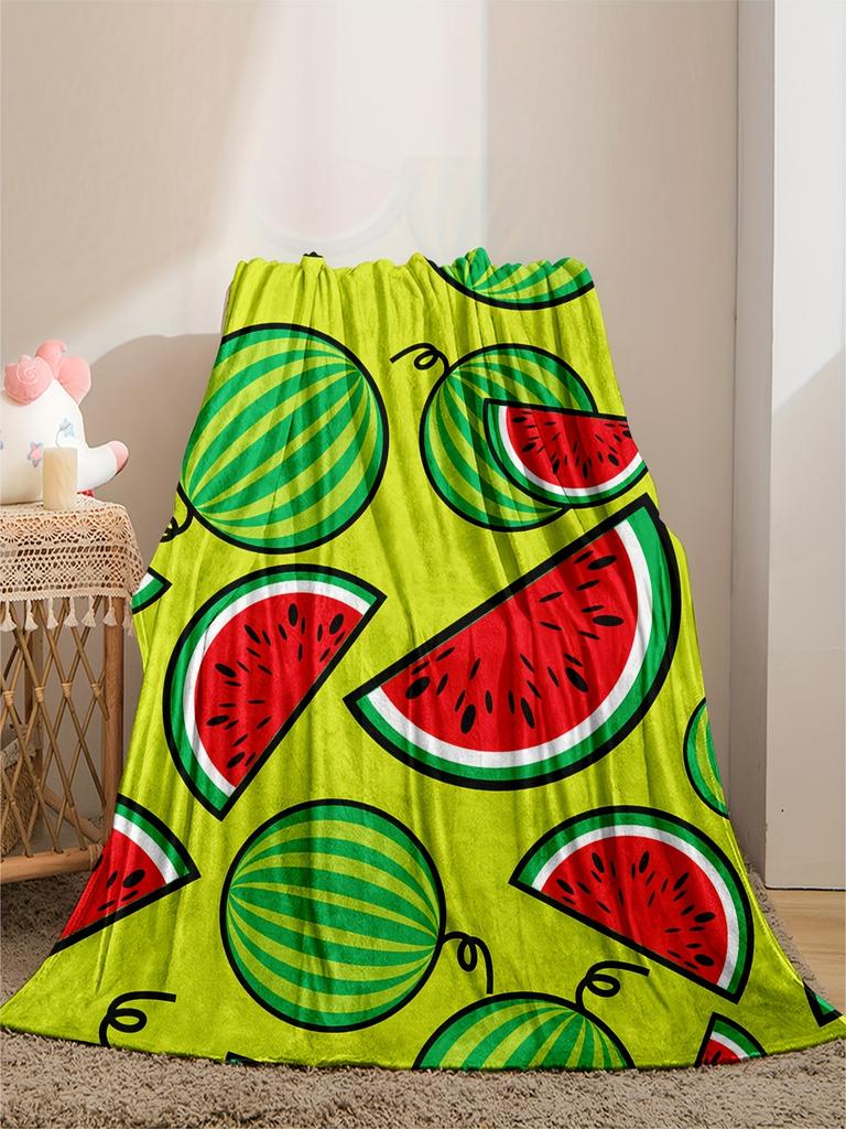 Vibrant Summer Watermelon Fruit Throw Blanket - Cozy Lightweight Cute Art Accent for Couch Bed Living Room Decoration