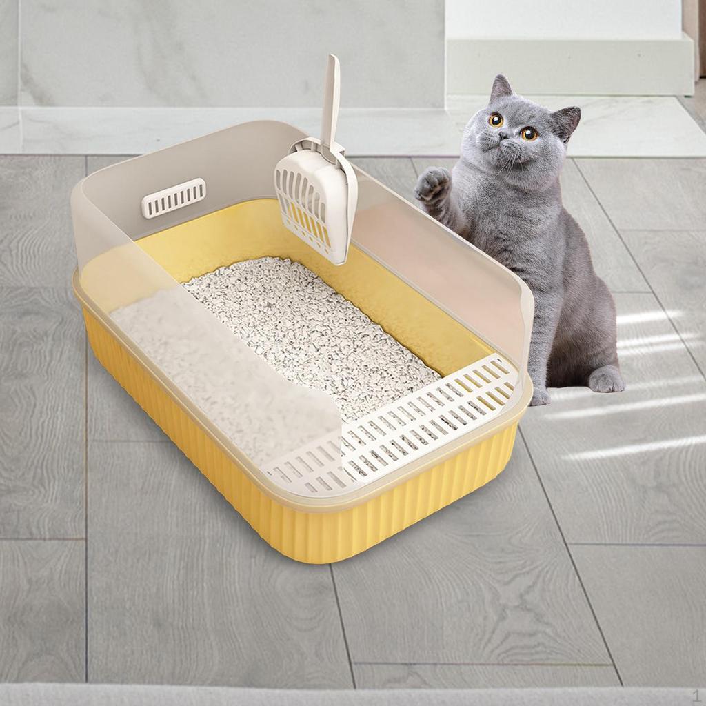 Litter Pan Practical Open Top Kitten Box Anti Splashing Removable High Sides Large Cat Bedpan