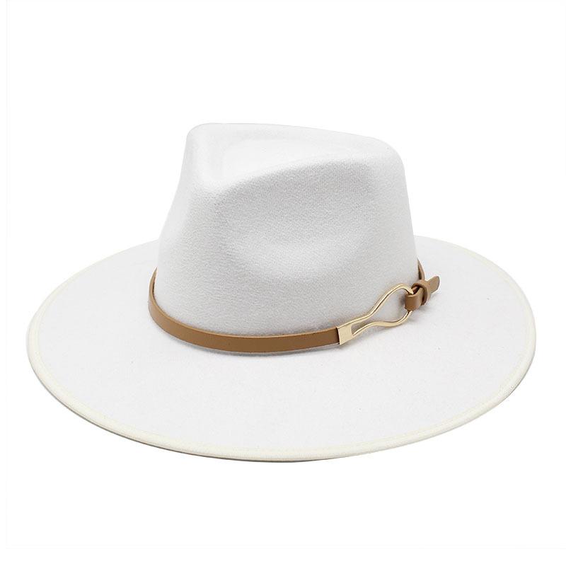 Seasonal Hemming Big Eaves Peach Heart Top Metal Flat Edge Top Hat Men'S And Women'S Woolen Jazz Hat