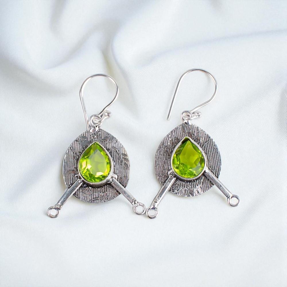 

Peridot Gemstone 925 Sterling Silver Jewelry Handmade Drop/Dangle Earrings 1.86 EE-78-2