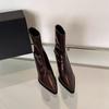 Black Pointed French Bare Boots 2026 Season Brown Temperament High Heel Thin Boots Short Boots Women's Boots