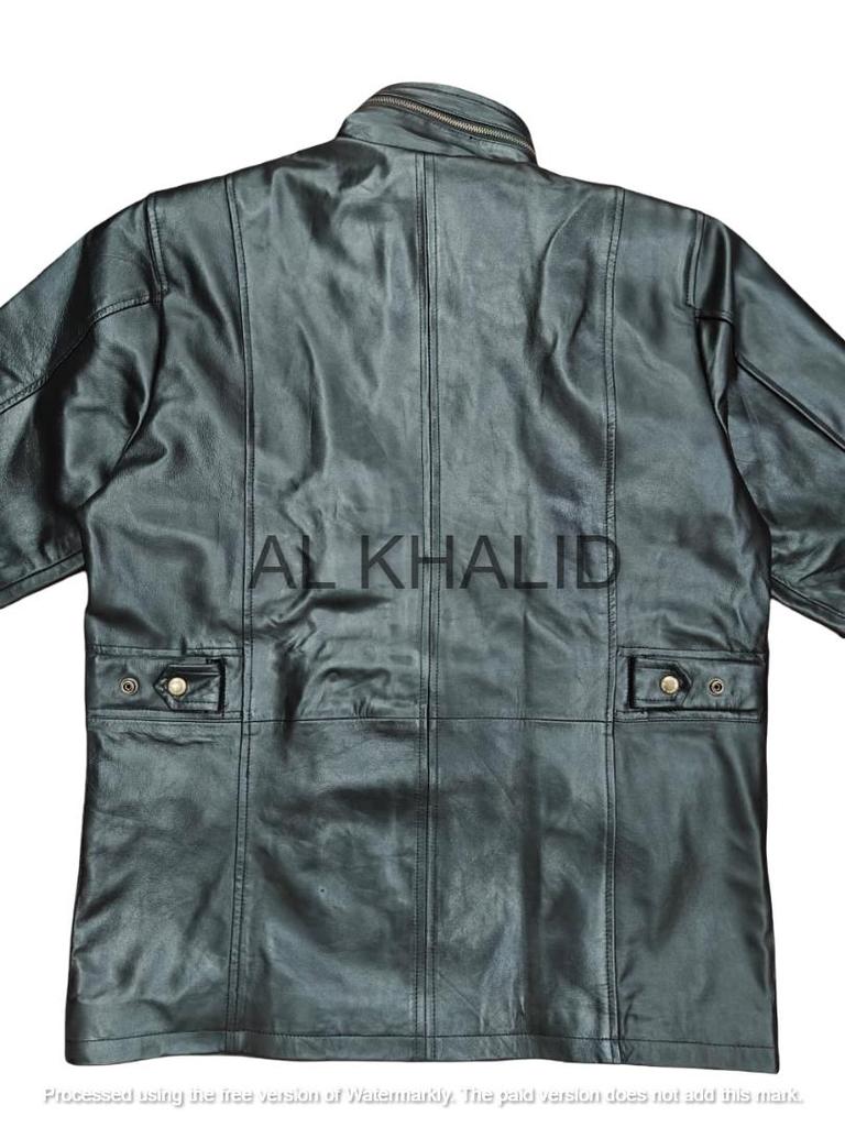 Äkta Lammskinn Stilren Herr Dragkedja Svart Läder Handgjord Mjuk Motorcykeljacka