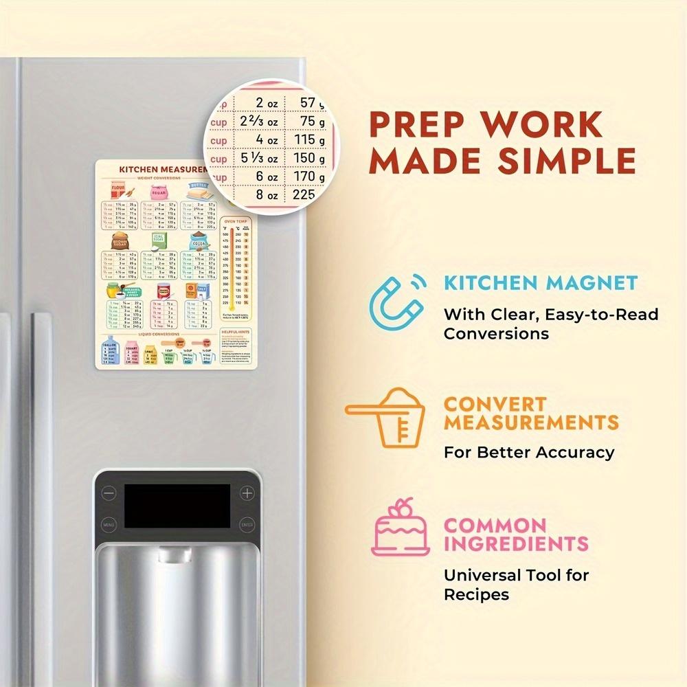 1PC Kitchen Conversion Chart, Fridge Magnet Conversion Chart, Kitchen Refrigerator Sticker, Cooking and Baking Guide