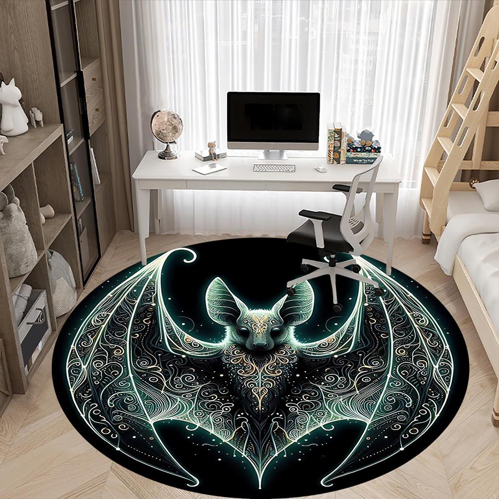 1 Stück Fledermausflügel Büro Runder Teppich, Matte Geeignet für Büro, Unter Bürostühlen Schlafzimmer Wohnzimmer Heimdekoration, Raumdeko