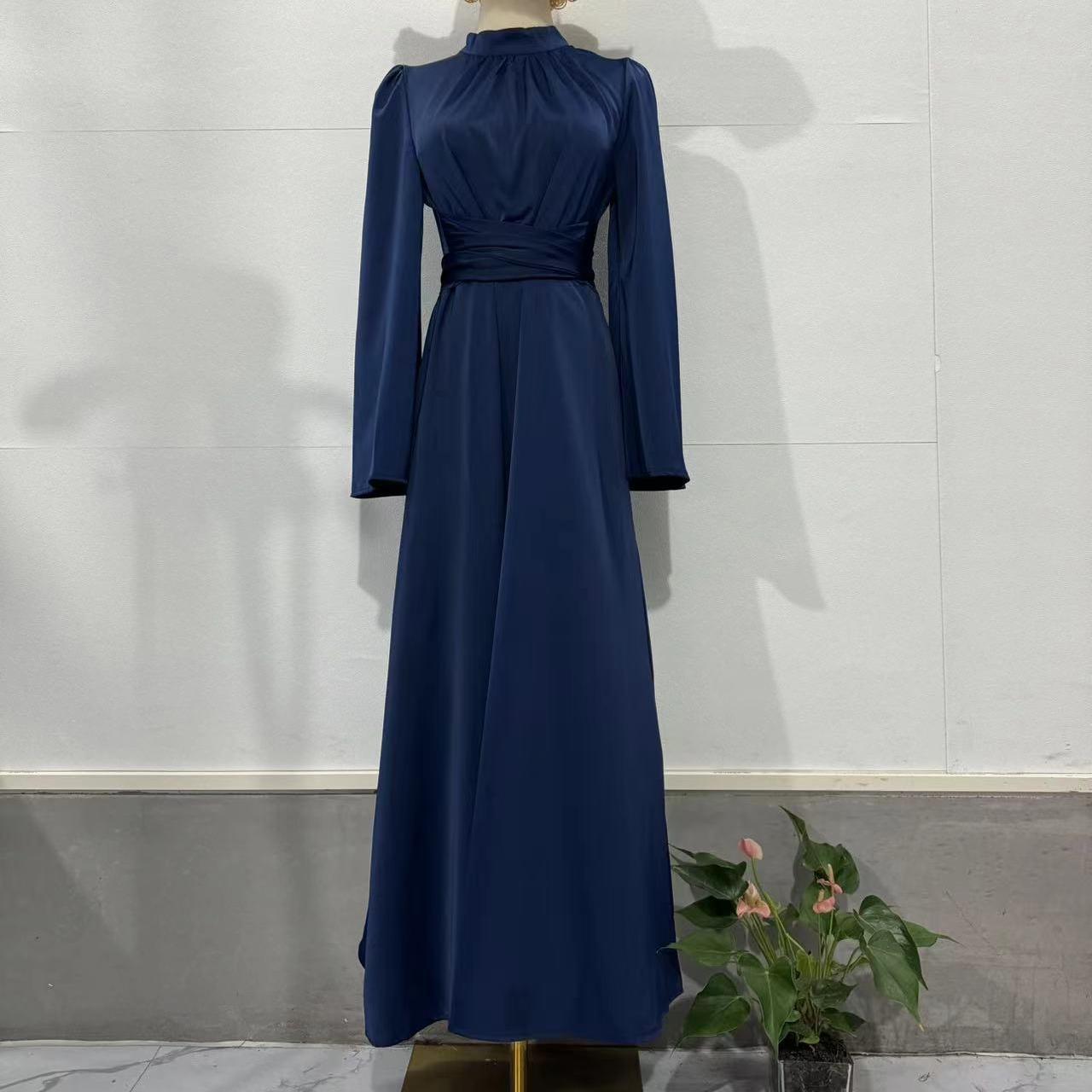 

GMXIA Осеннее утягивающее талию обтягивающее однотонное платье с длинным рукавом длинное платье-дизайн для женщин XXL темно-синий