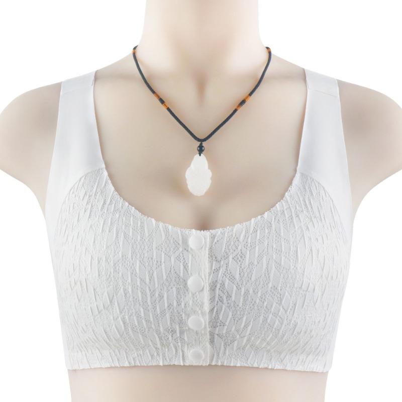 Lace Adhesive Without Marks Front Buckle Underwear for Women Reinforced Lower Circumference Without Steel Ring Middle-aged and Elderly Large Size Bra