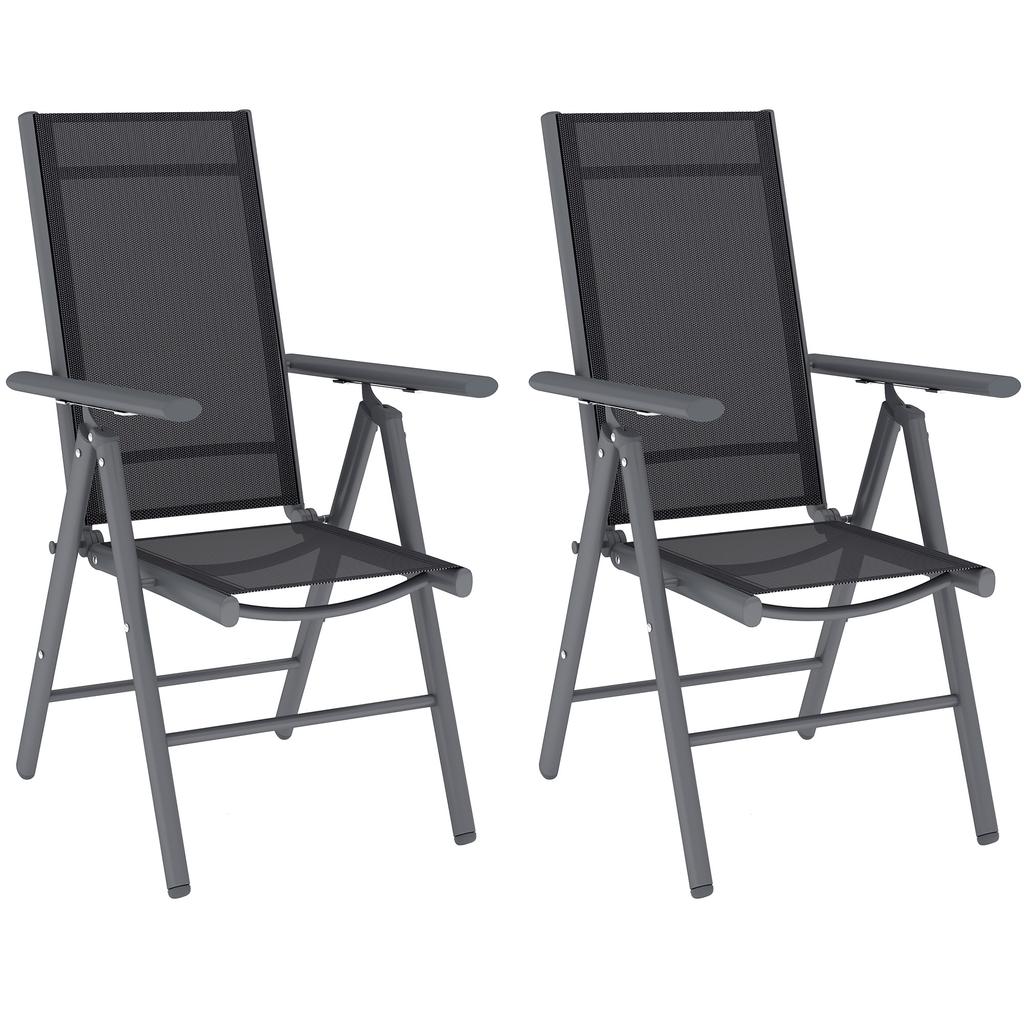 Set of 2 Folding Garden Chairs, Aluminium Frame Outdoor Dining Chairs with Breathable Mesh Back and Seat