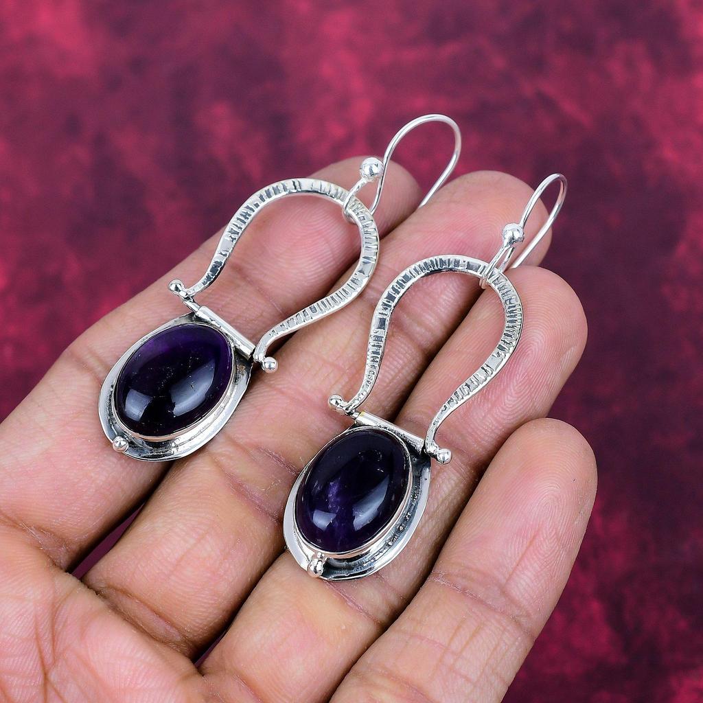 Ametist Örhängen Ädelstenssmycken, 925 Massivt Sterling Silver Örhängen, Gåva Till Kvinnor Handgjorda Örhängen