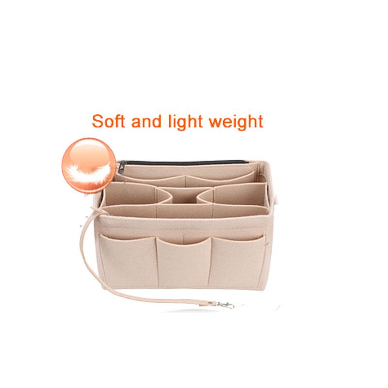 Large Capacity Felt Liner Makeup Bag with Detachable Medium Bag Organizer