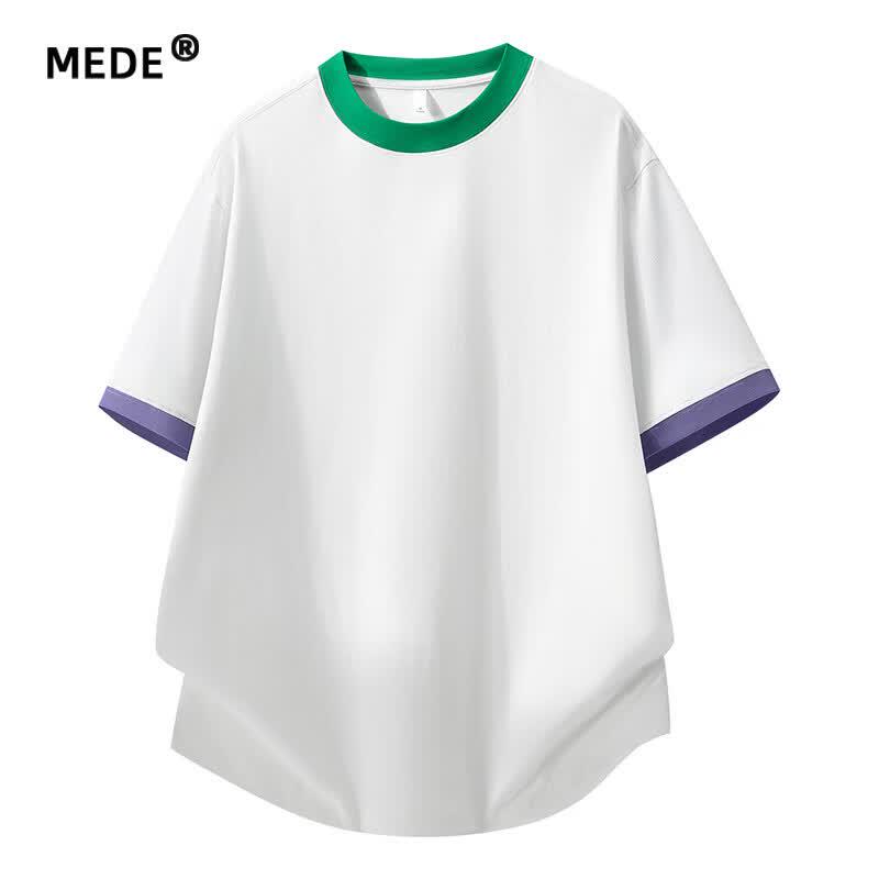 MEDE Solid Color Casual Short Sleeve T-Shirt L