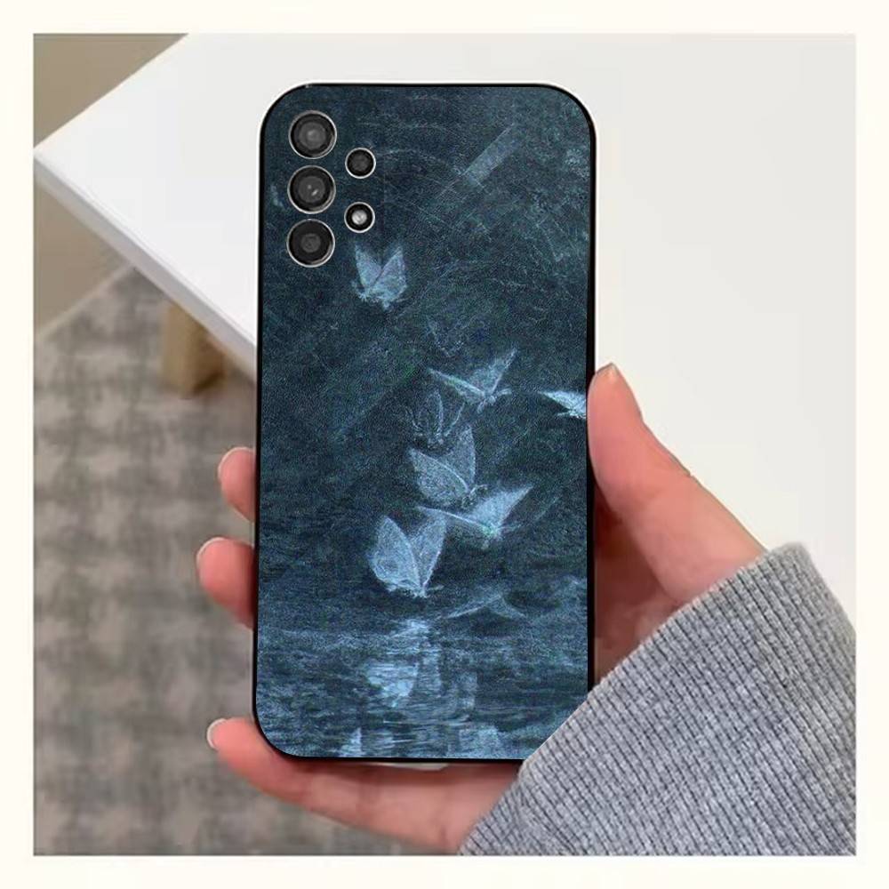 Ins Retro Butterfly Case For Samsung S22,S25,S24,S23,Ultra,FE,S20,S10,Plus,S21,S9,Lite,Soft Silicone Black