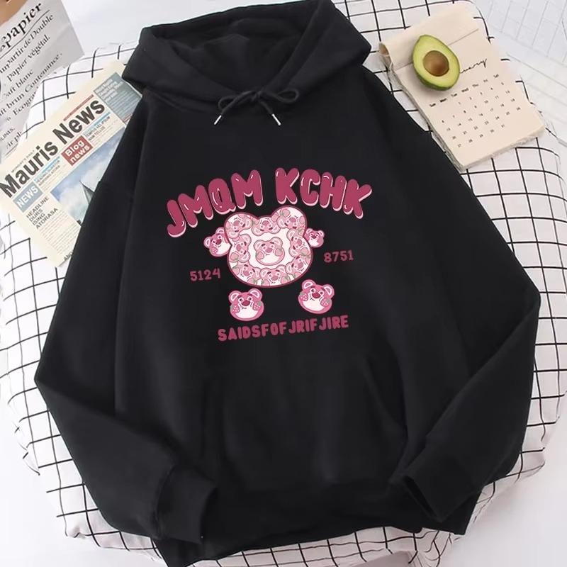 

Cute Lotso Bear Print Hoodie Disney Cartoon Graphic Sweatshirt Autumn Men and Women Casual Long-sleeved Streetwear Jumper Top S