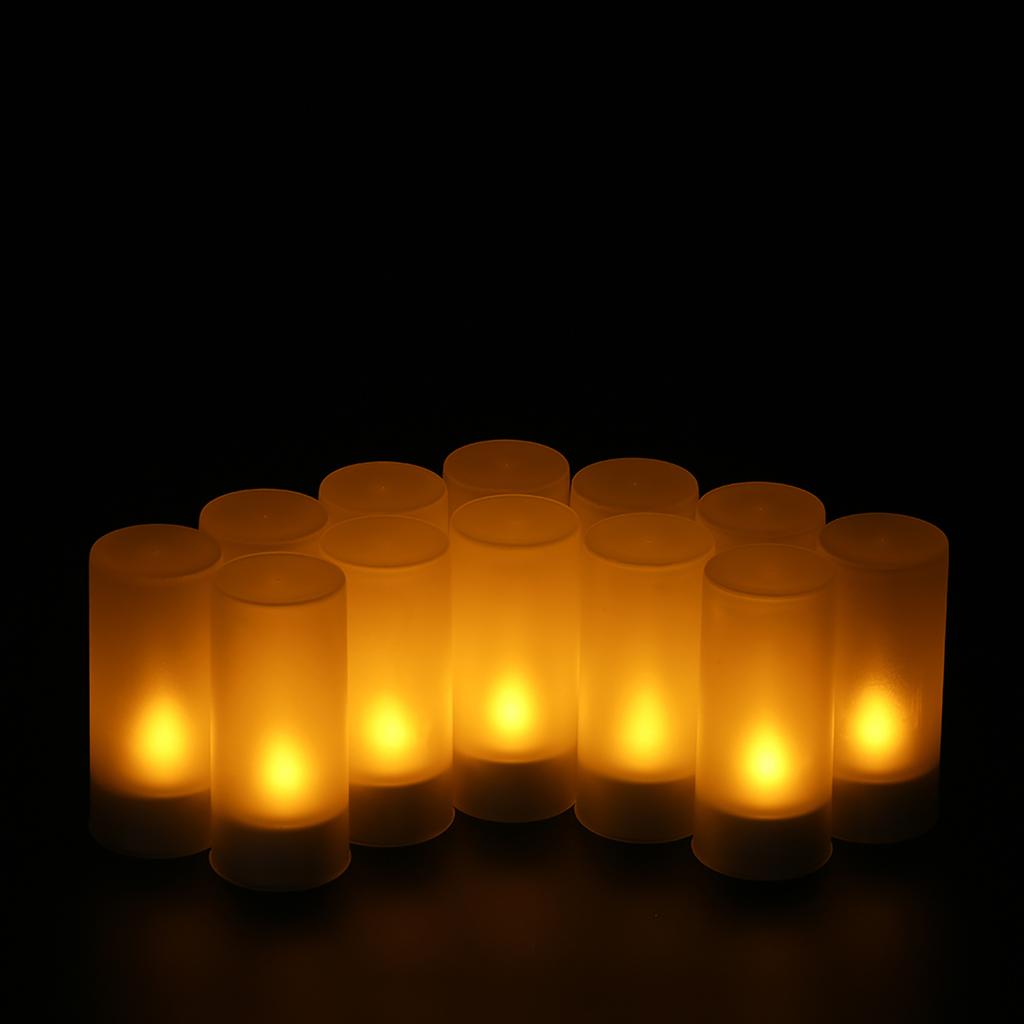 12pcs/set LED Candles Lights with Frosted Cups Yellow Light AC100-240V