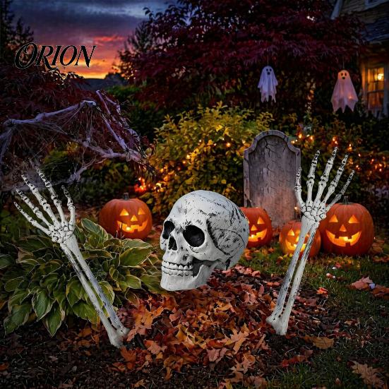 Stabile Outdoor Halloween-Pfähle Realistischer Skelett-Pfahl, Gruselige Totenkopf-Hand Hof-Rasen-Dekorationen Schild für Garten Friedhof Dekor Einfache Montage