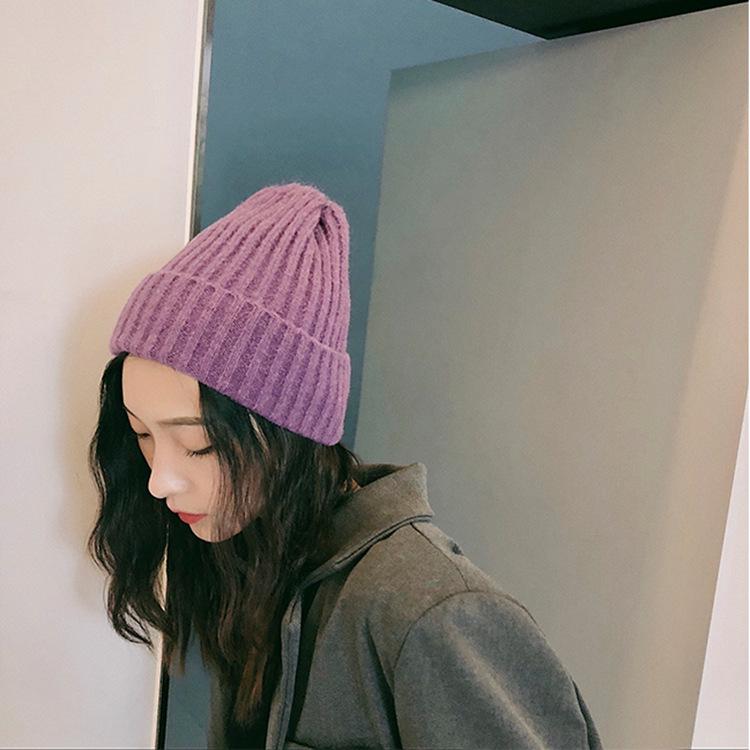 Buy 8 Colors Simple knitted wool hat 