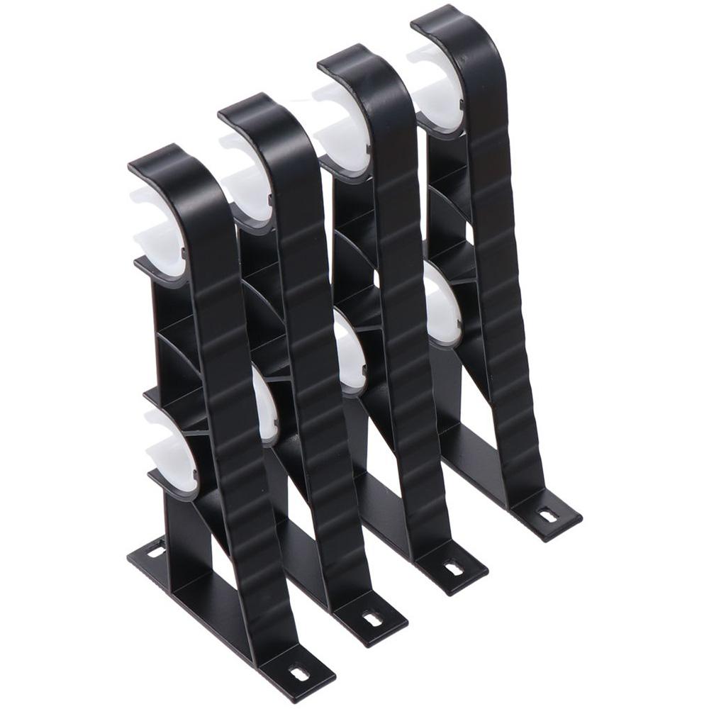 4 pcs Aluminium Alloy Curtain Rod Brackets Black 7.29 Inches Drapery Pole Hanging Hangers Curtain Rod Holders for Wall Bathroom