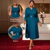 Plus Size Women High Waist Rhinestone Dress Shawl Set Elegant Evening Banquet Party Dress