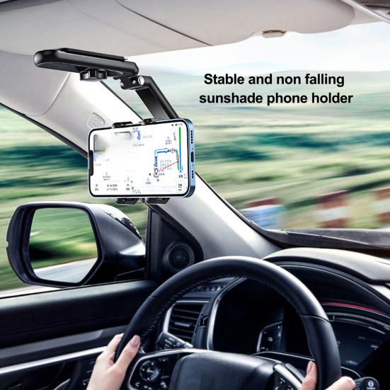 Car Sun Visor Phone Holder Mount 1080 Rotatable Height Angle Adjustable Universal Auto Cellphone Support Bracket Car Interior Accessories