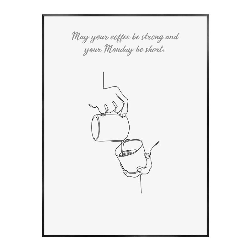 Abstract Line Drawing Coffe Poster Funny Quotes Kitchen Decorative Paintings Canvas Nordic Wall Art Picture Home Cafe Decoration