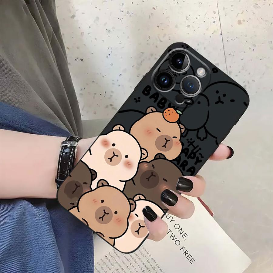 Cute Cartoon Capybara Phone Case For iPhone 17 16 15 11 12 14 13 Pro Max Mini X XS XR 7 Plus SE 16E Soft Silicone Cover Fundas