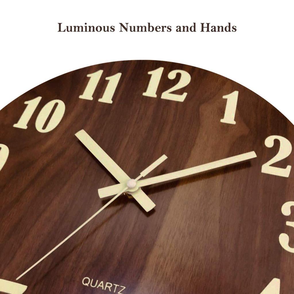 12 Inch Luminous Silent Quartz Art Deco Oval Fluorescent Wall Clock with Needle Display for Living Room and Bedroom