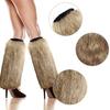 Fuzzy Faux Fur Leg Warmers Costume Party Fur Heels Long Boots Cuff Cover