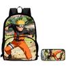 2Pcs Set Kids Backpack with Front Pocket & Pencil Bag, Cartoon NARUTO School Bags for Boys&Girls Aged 6-10, Durable& Lightweight