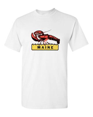T Shirt Vtg Travel Art 100% Cotton Tourist State Retro Maine Lobster