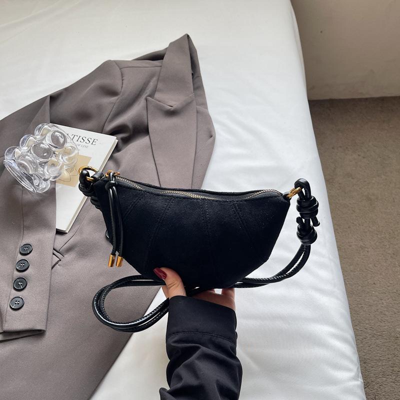 Retro underarm small bag women's autumn new fashionable high-value croissant bag textured messenger bag