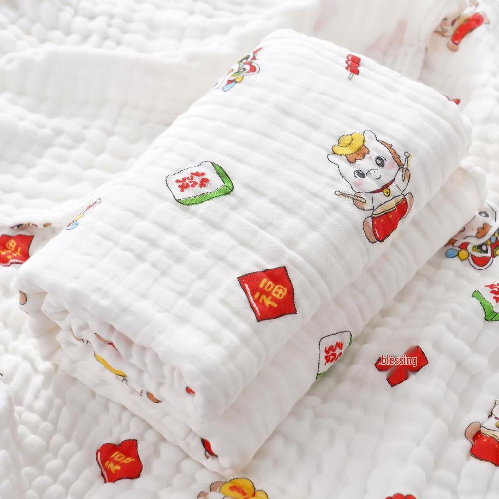 High-Density Six-Layer Pure Cotton Baby Bath Towel and Swaddling Blanket for Newborns and Children