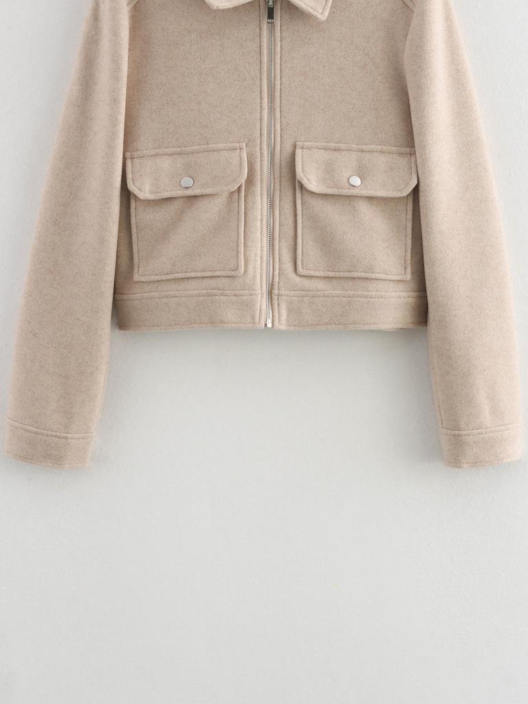 2024 Autumn/Winter Women's Multicolor Turn-Down Collar Tweed Jacket with Large Pockets