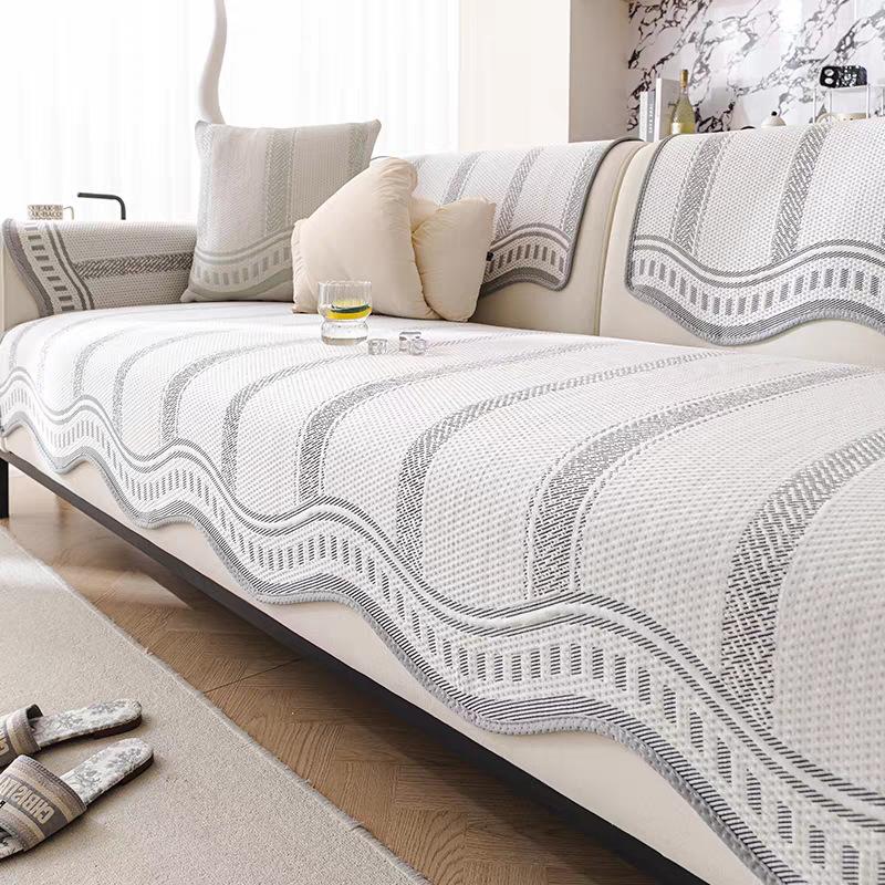 1pc Summer Cool Knitted Sofa Cushion, Plain Color Without Pattern, Non-slip Treatment On Backside, Soft and Machine Washable, Pet Friendly