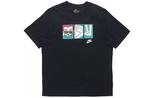Nike Cartoon Print Pullover Crew Neck Short Sleeve T-Shirt M чёрный